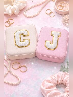 Initial Travel Jewelry Case | Monogram C & J | Portable Organizer | Giftable